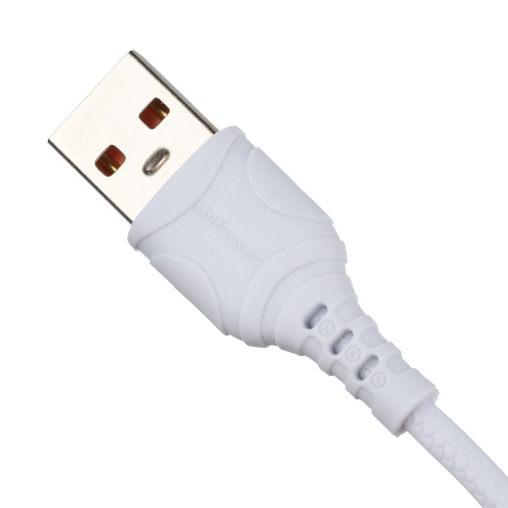 USB кабель шт.USB (A) - шт.Type-C 1м, 2,4A, ПВХ, белый GP06T "GoPower" 2