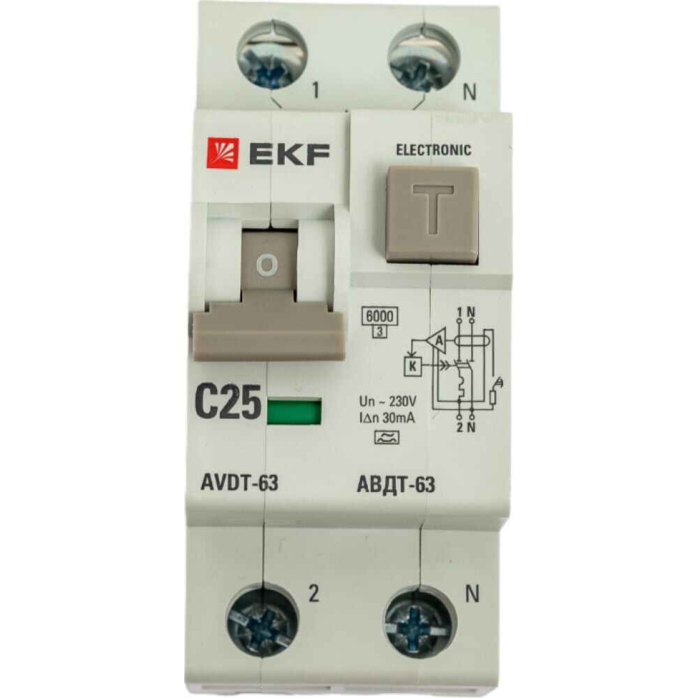 Дифференциальный автоматический выключатель EKF АВДТ-63
