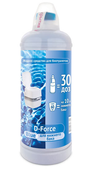 Жидкость для биотуалетов D-Force Blue 1,8 л для нижнего бачка 6 В-хоз ЦБ-041673