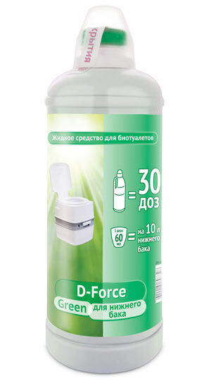 Жидкость для биотуалетов D-Force Green 1,8 л для нижнего бачка 6 В-хоз ЦБ-041674