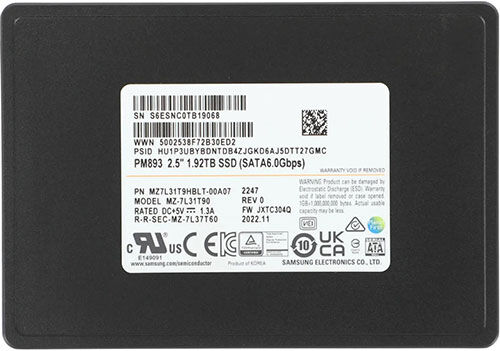 Серверный накопитель SSD Samsung 2.5 PM893 1920 Гб SATA III TLC (MZ7L31T9HBLT-00A07)