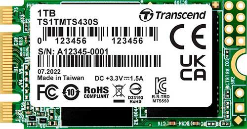 SSD накопитель Transcend M.2 MTS430 1024 Гб SATA III (TS1TMTS430S)
