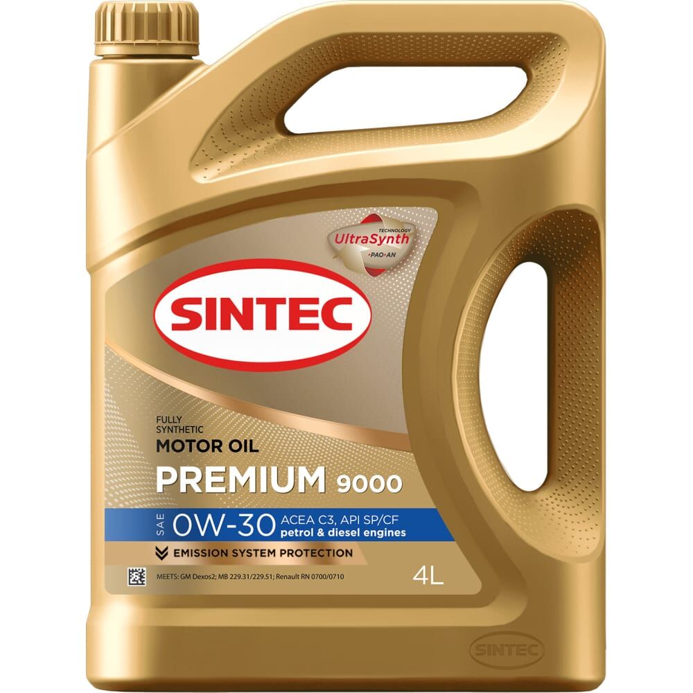 Синтетическое моторное масло Sintec premium sae 0w-30 api sp/cf acea c3,
