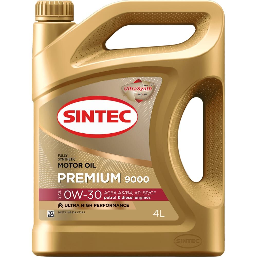 Синтетическое моторное масло Sintec premium sae 0w-30 api sp/cf acea a3/b4,