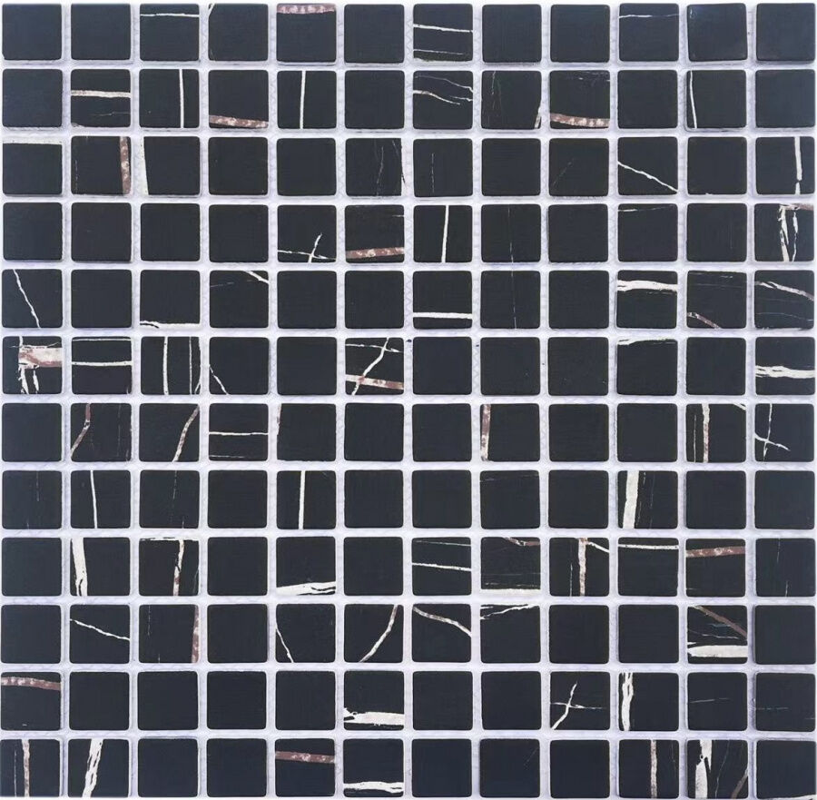 Мозаика стеклянная PIX755 Pixmosaic PIX 755 черная матовая потивоскользящая Soft Touch