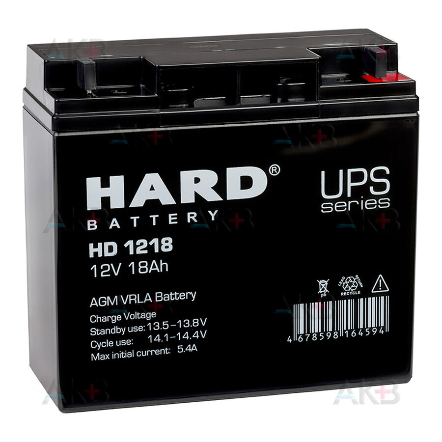 Аккумулятор HARD HD 1218 12V 18Ah (181x76x167)