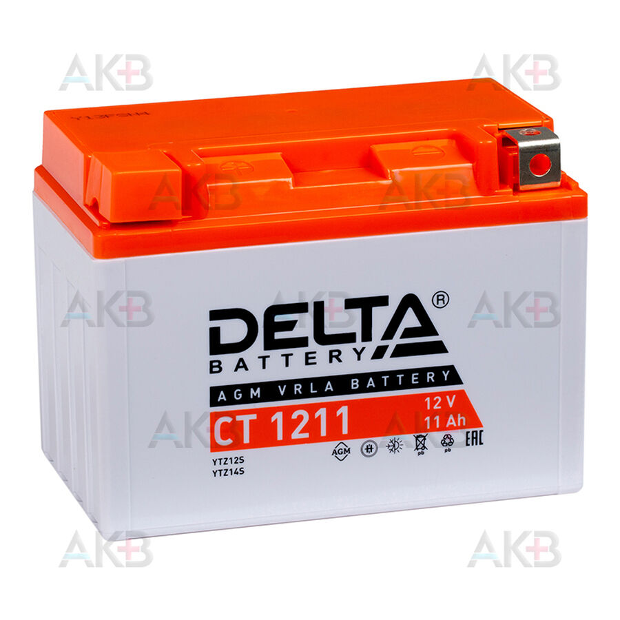 Аккумулятор Delta CT 1211, 12V 11Ah 210А (150x87x110) YTZ12S, YTZ14S
