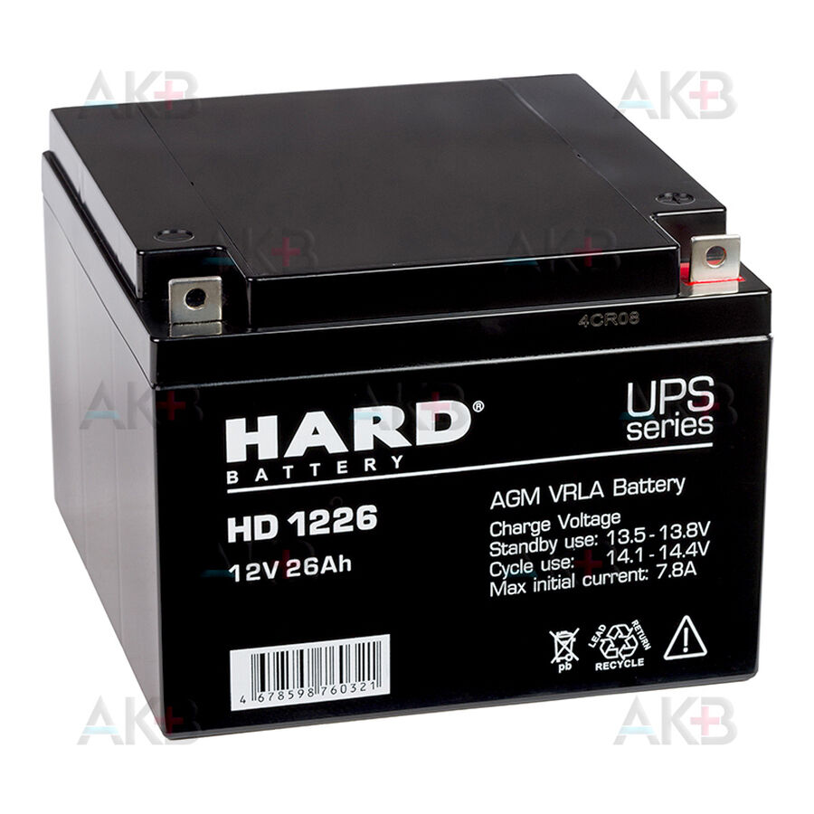 Аккумулятор HARD HD 1226 12V 26Ah (175x166x125) AGM
