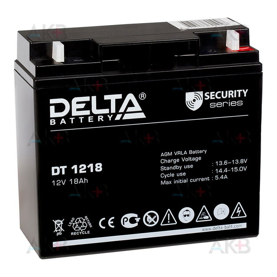Аккумулятор Delta DT 1218, 12V 18Ah (181x76x168)