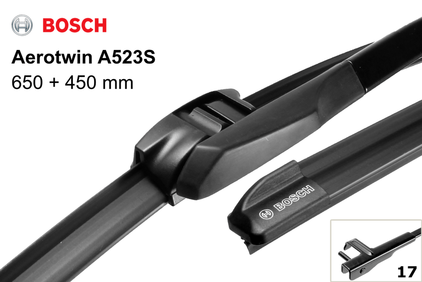 Щетки стеклоочистителя Bosch AeroTwin A523S 650мм/26 и 450мм/18 комплект (беск.) 3 397 007 523 BMW