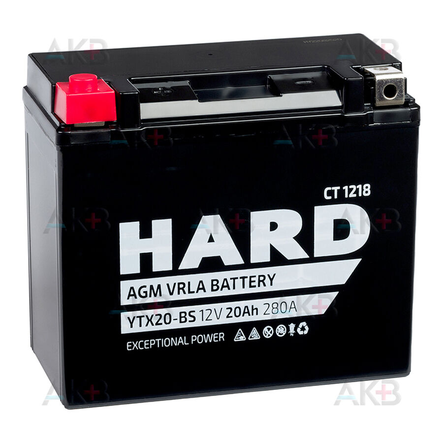 Аккумулятор HARD YTX20-BS 12V 18Ah 280А (177x88x154) CT 1218 прям. пол.