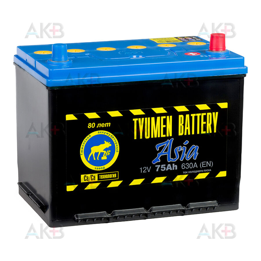 Аккумулятор Tyumen Battery Asia 75 Ач обр. пол. 630A (266x173x225)