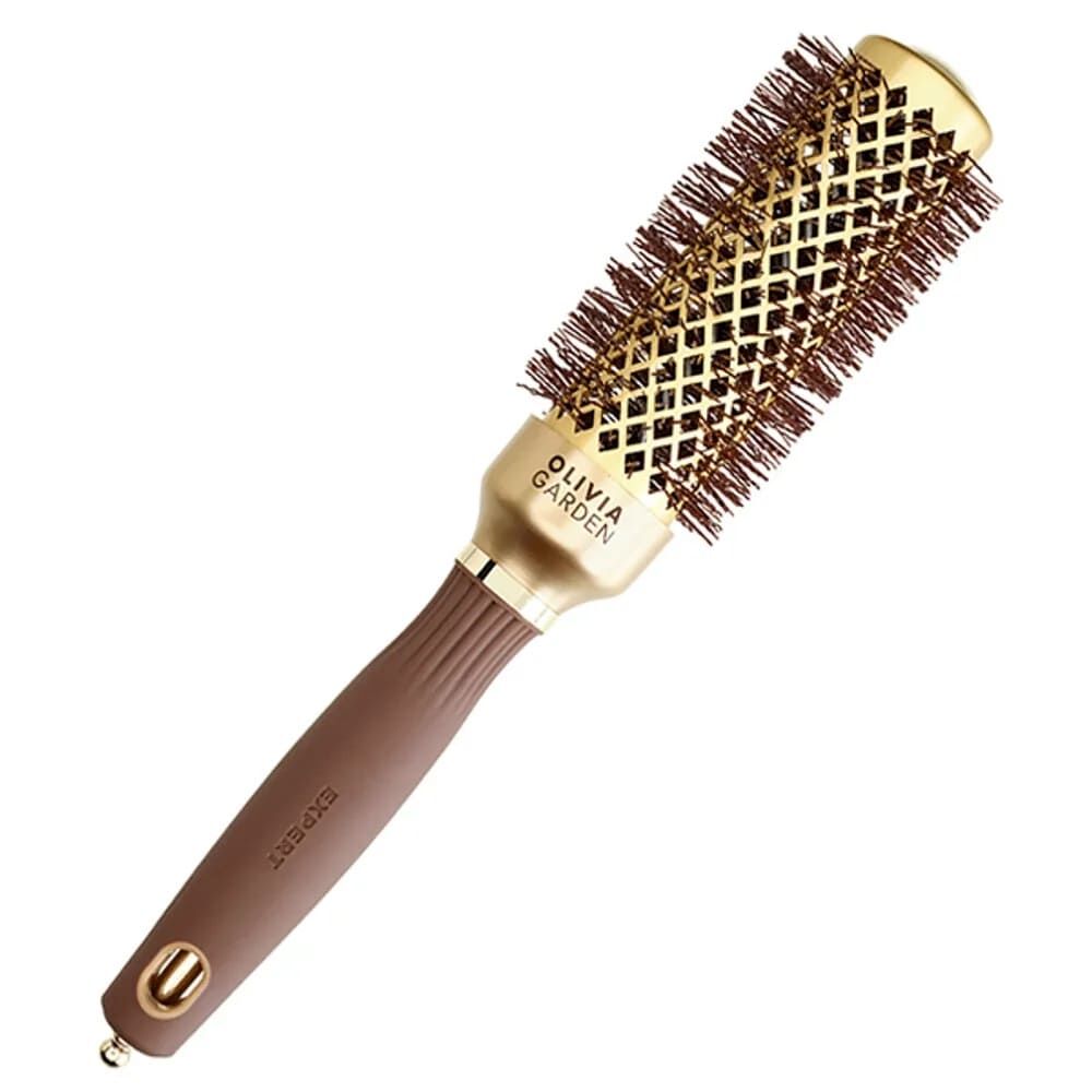 Термобрашинг для укладки волос Olivia Garden EXPERT BLOWOUT SHINE Wavy Bristles Gold&Brown