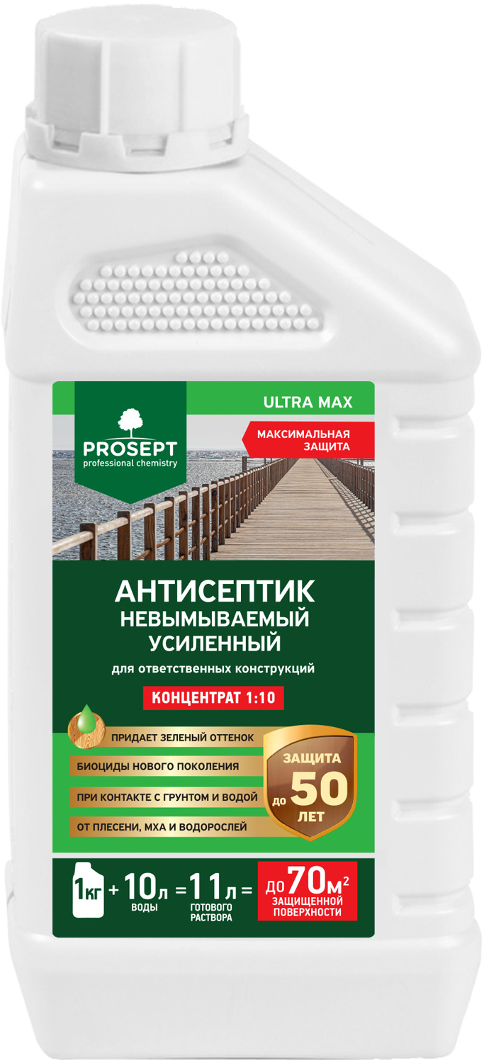 PROSEPT ULTRA - антисептик невымываемый для ответственных конструкций, концентрат, 1 л
