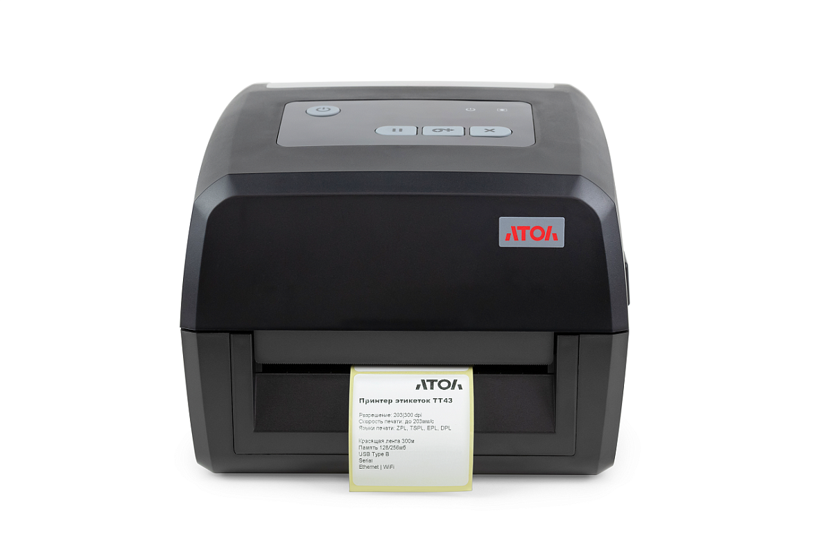 Принтер этикеток АТОЛ ТТ43 (термо-трансфер, 203 dpi, USB, RS-232, Ethernet (60105) Атол