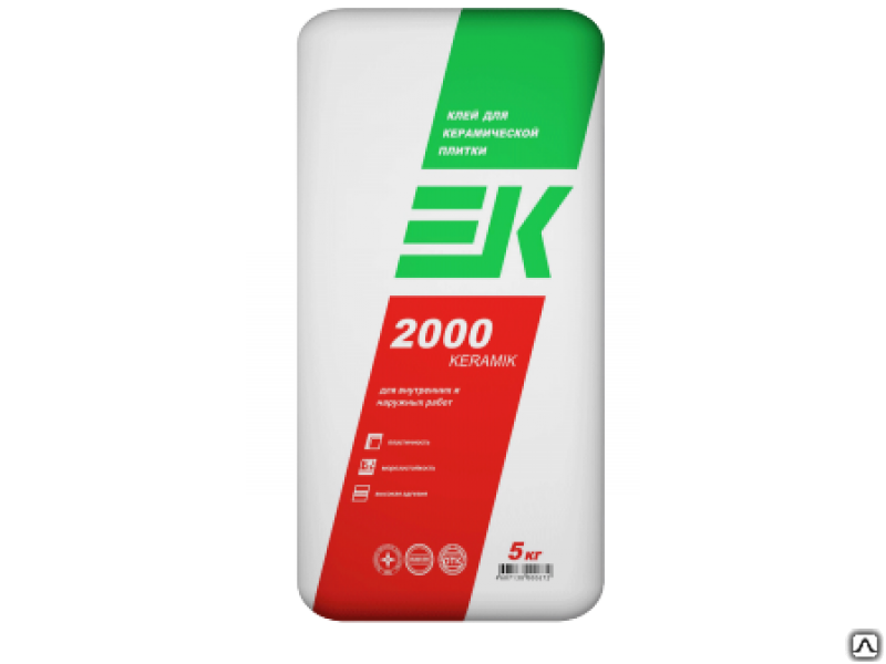 Клей плиточный "ЕК-2000" 25 кг для внутренних и наружных работ