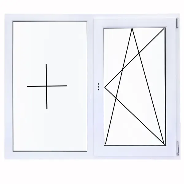 Окно пластиковое ПВХ Rehau двустворчатое 1270x1200 мм (ВxШ) однокамерный стеклопакет белый/белый