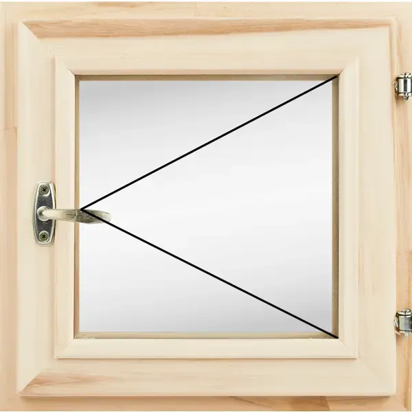 Окно для бани деревянное одностворчатое Липа 400x400 мм (ВхШ) поворотное однокамерный стеклопакет цвет натуральный Без б