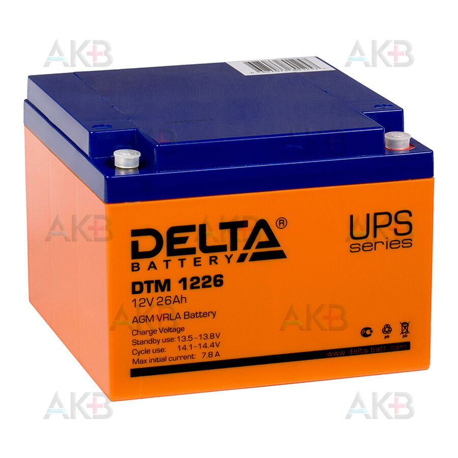Аккумулятор Delta DTM 1226, 12V 26Ah (175x166x125)