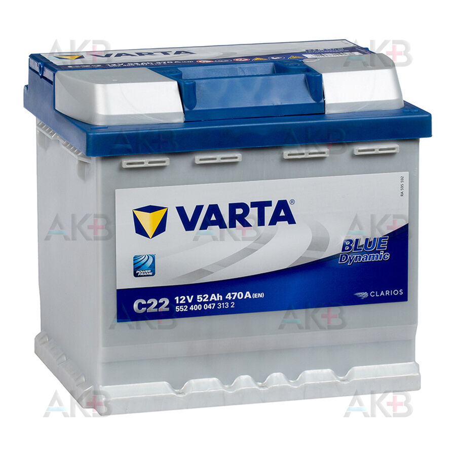 Аккумулятор Varta Blue Dynamic C22 52R 470A 207x175x190
