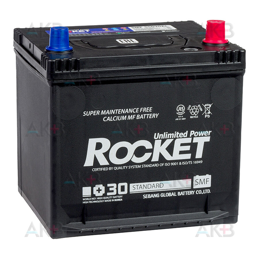 Аккумулятор Rocket 55D20AL 50Ah 560А (206x172x205) обр. пол.