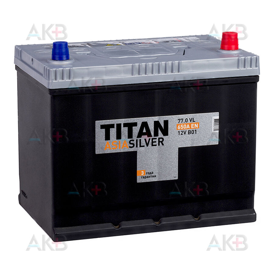 Аккумулятор Titan Asia Silver 77 Ач 650А обр. пол. (258x175x223) 6СТ-75.0 VL B01