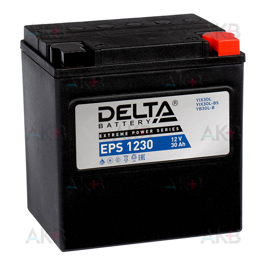 Аккумулятор Delta EPS 1230, 12V 30Ah, 400А (166x130x175) YTX30HL-BS, YTX30L-B, YTX30L обратная пол.