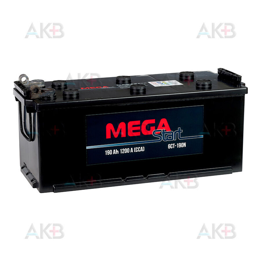 Аккумулятор MEGA START 190 Ач 1200A прямая пол. (525х240х242) 6СТ-190N болт