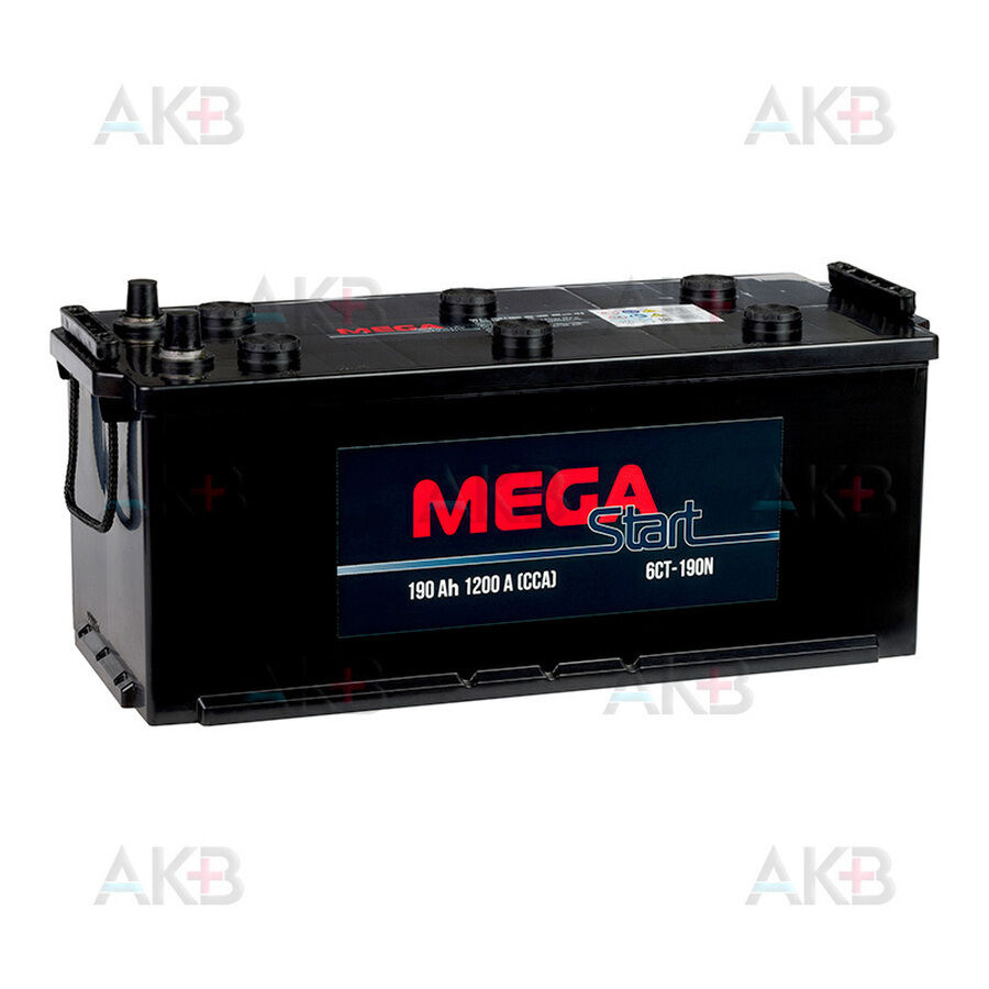 Аккумулятор MEGA START 190 Ач 1200A прямая пол. (513х223х217) 6СТ-190N конус