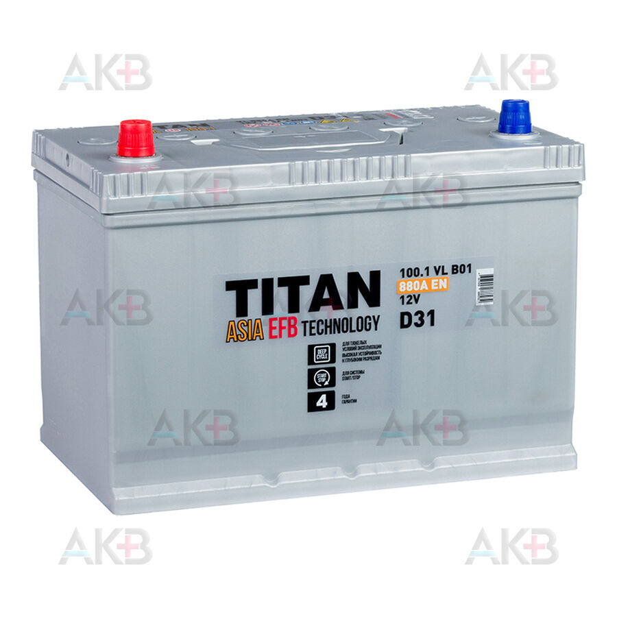 Аккумулятор Titan Asia EFB 100 Ач 850А прям. пол. (304x175x223) 6СТ-100.1 VL B01