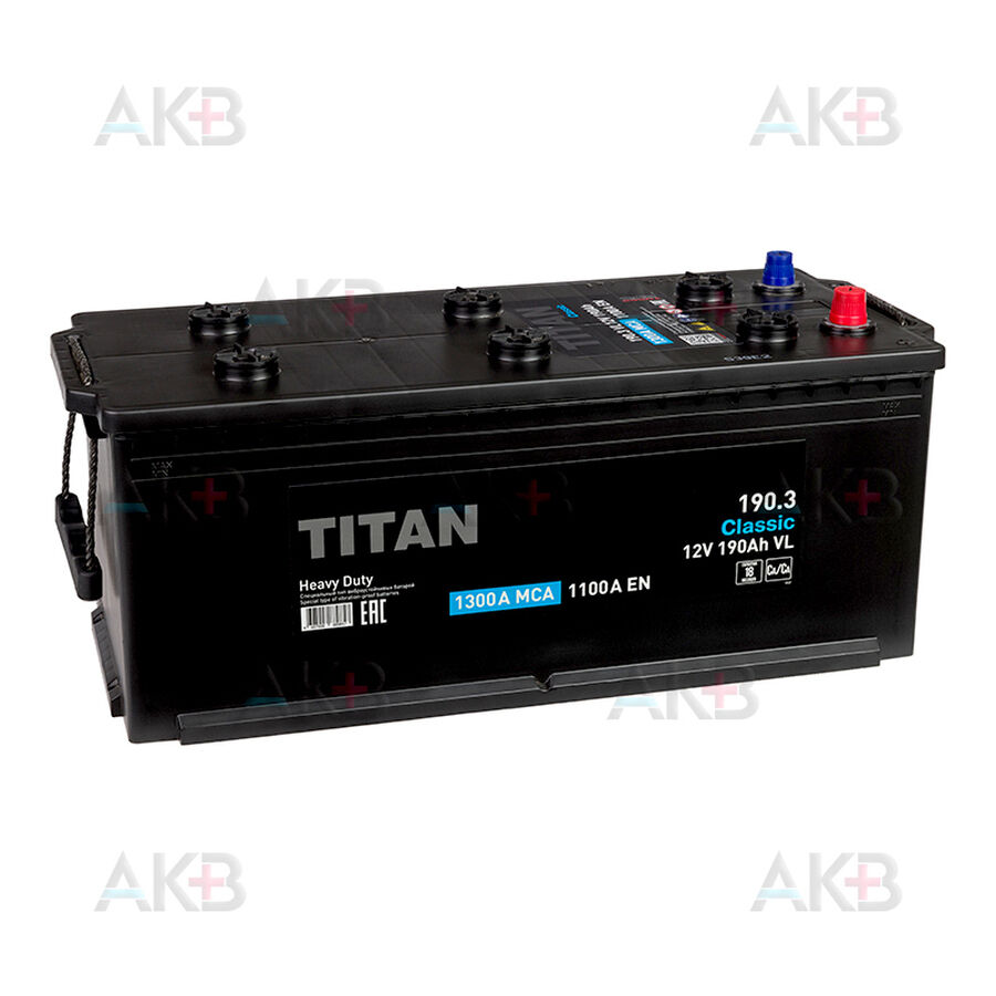 Аккумулятор Titan Classic 190 Ач 1100А обр. пол. (513x225x218) 6CT-190.3 VL