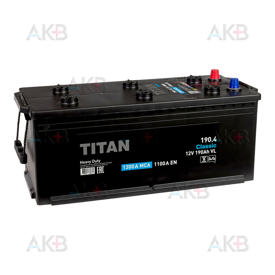 Аккумулятор Titan Classic 190 Ач 1100А прям. пол. (513x225x218) 6СТ-190.4 VL