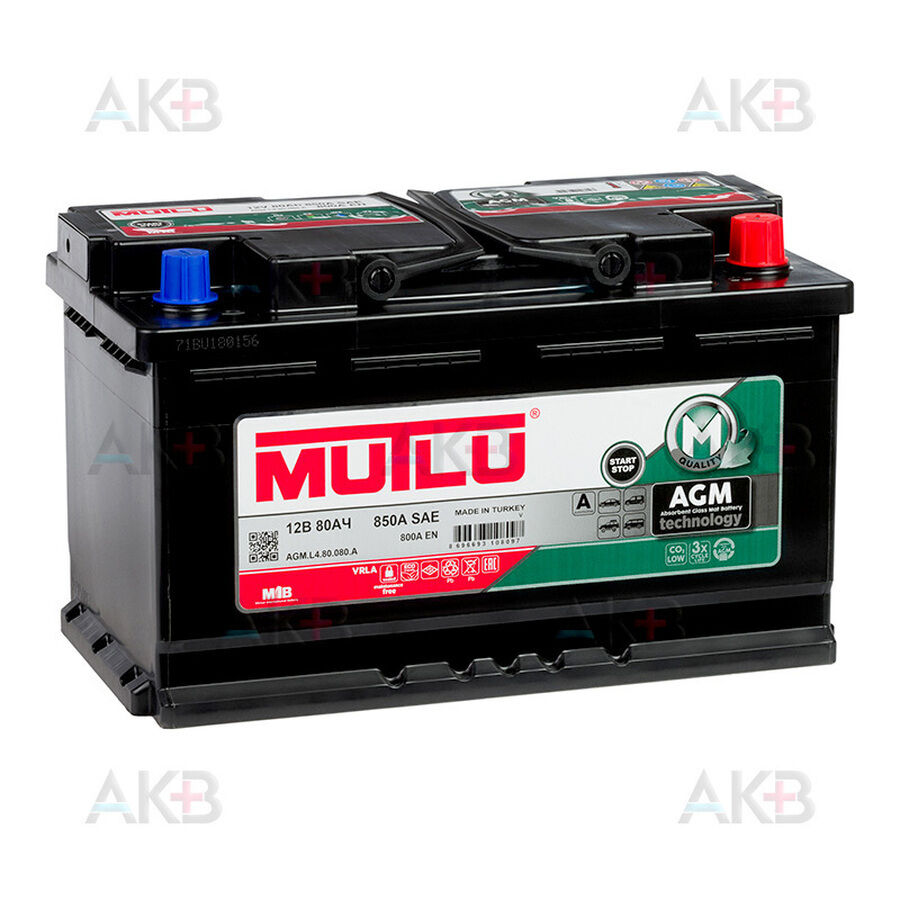 Аккумулятор Mutlu AGM 80 Ач 800A обр. пол. (315x175x190) AGM.L4.80.080.A