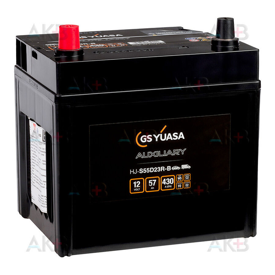 Аккумулятор GS YUASA HJ-S55D23R 57 Ач 430A (222x173x227) AGM прям. пол.