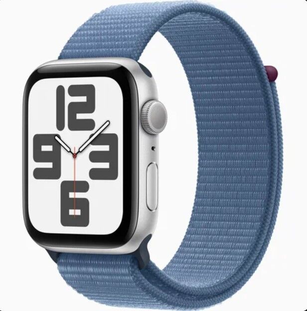 Часы Apple Watch SE 2 GPS 44мм корпус из алюминия серебро + ремешок Sport Loop Winter Blue
