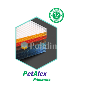 Сотовый поликарбонат 16 мм прозрачный PetAlex Primavera