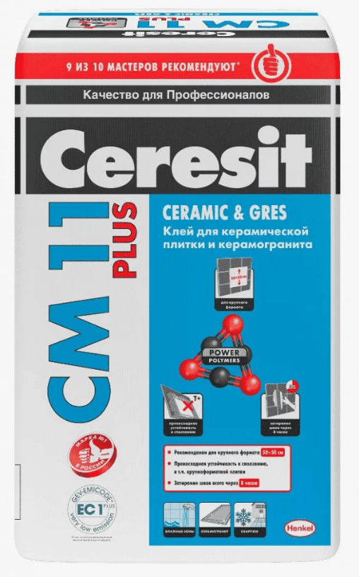 Клей для плитки CERESIT CM-11 Plus, 25кг