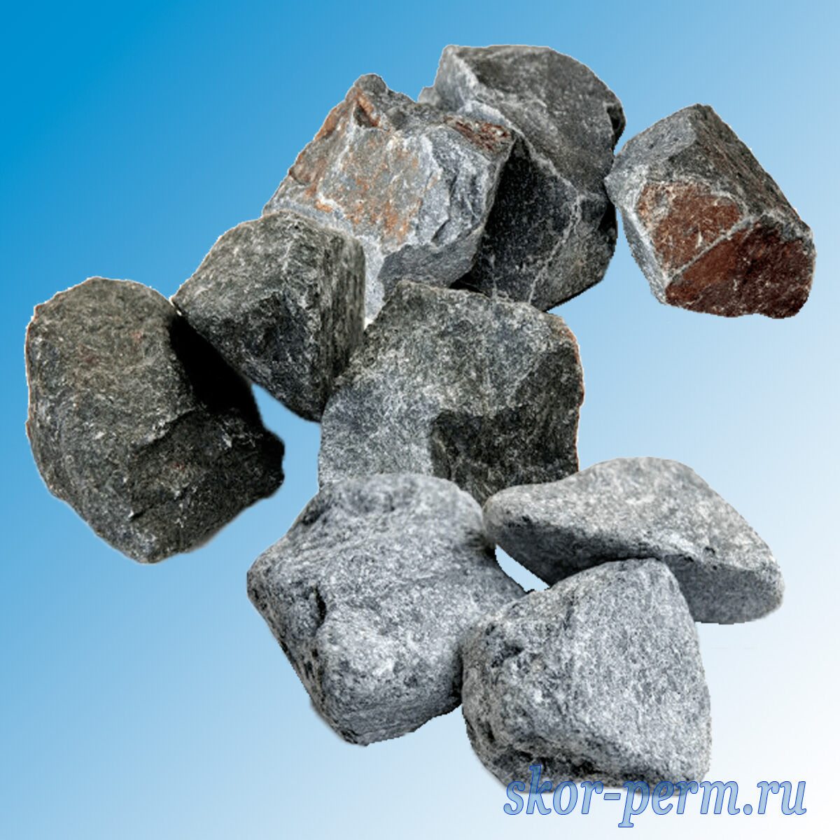 Камни для банных печей МИКС (ТАЛЬКОХЛОРИТ, ДУНИТ, КВАРЦИТ) (30 кг)