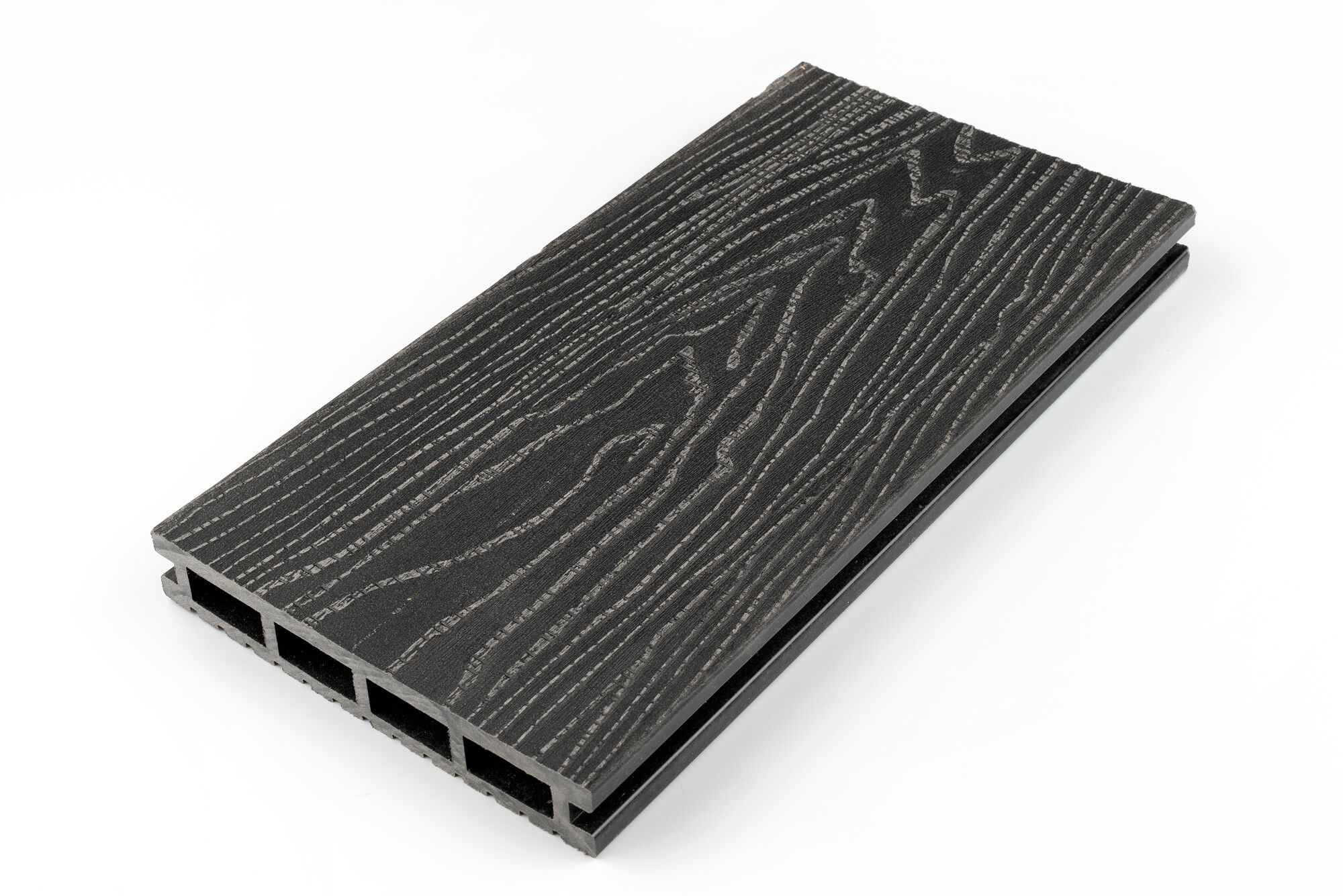 Доска террасная ДПК двухсторонняя (3D фактура дерева + широкая полоска) MEGADECK (24*150 мм), Графит
