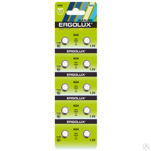 Батарейка «Ergolux» AG- 4 LR66 BL-10 (10*-блистер; 200 комп.)/14315/891520 