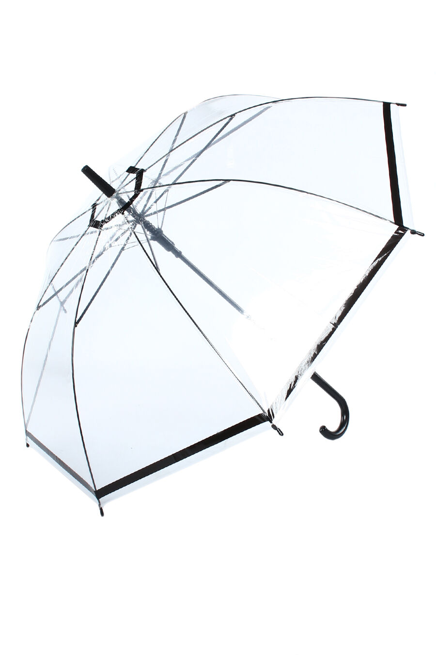 Зонт жен. Universal 17 полуавтомат трость (прозрачный/черный)