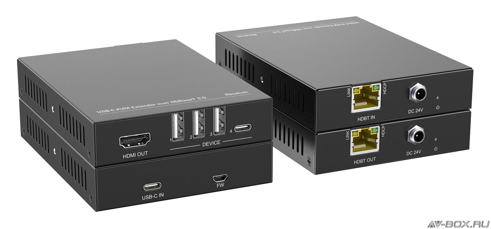 AV-BOX TPUH650 HDBaseT 3.0 удлинитель сигналов USB-C и KVM