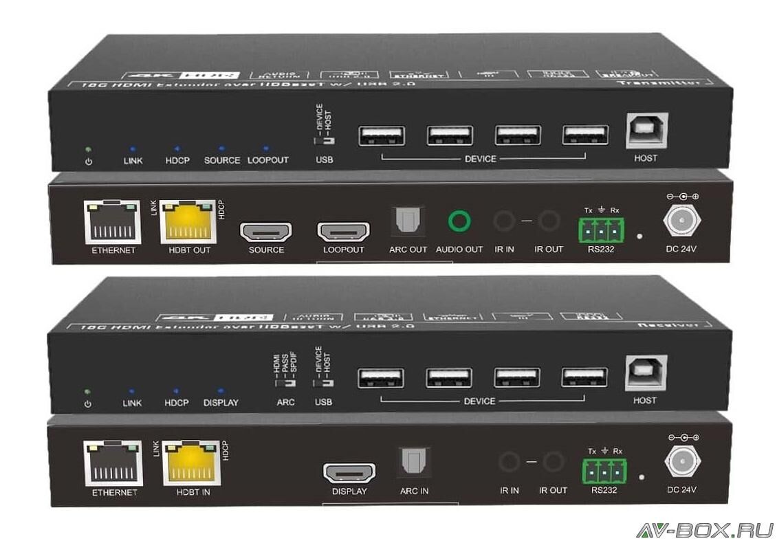 AV-BOX TPUH503 Комплект, приемник + передатчик HDMI сигнала по витой паре HDBaseT, 2K, 4K