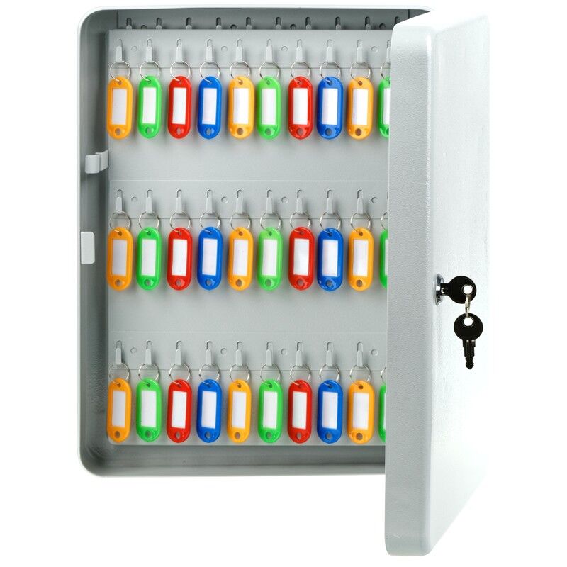 Ключница OfficeSpace на 140 ключей, 370х280х80, ключевой замок, металл, серый, с брелоками