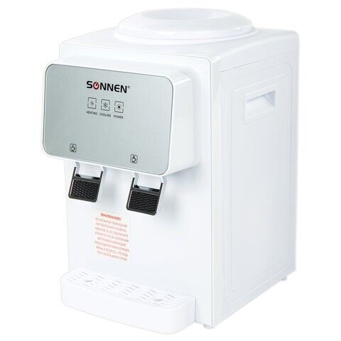 Кулер для воды SONNEN TSE-02WP, настольный, нагрев/охлаждение электронное, 2 крана, белый, 455622