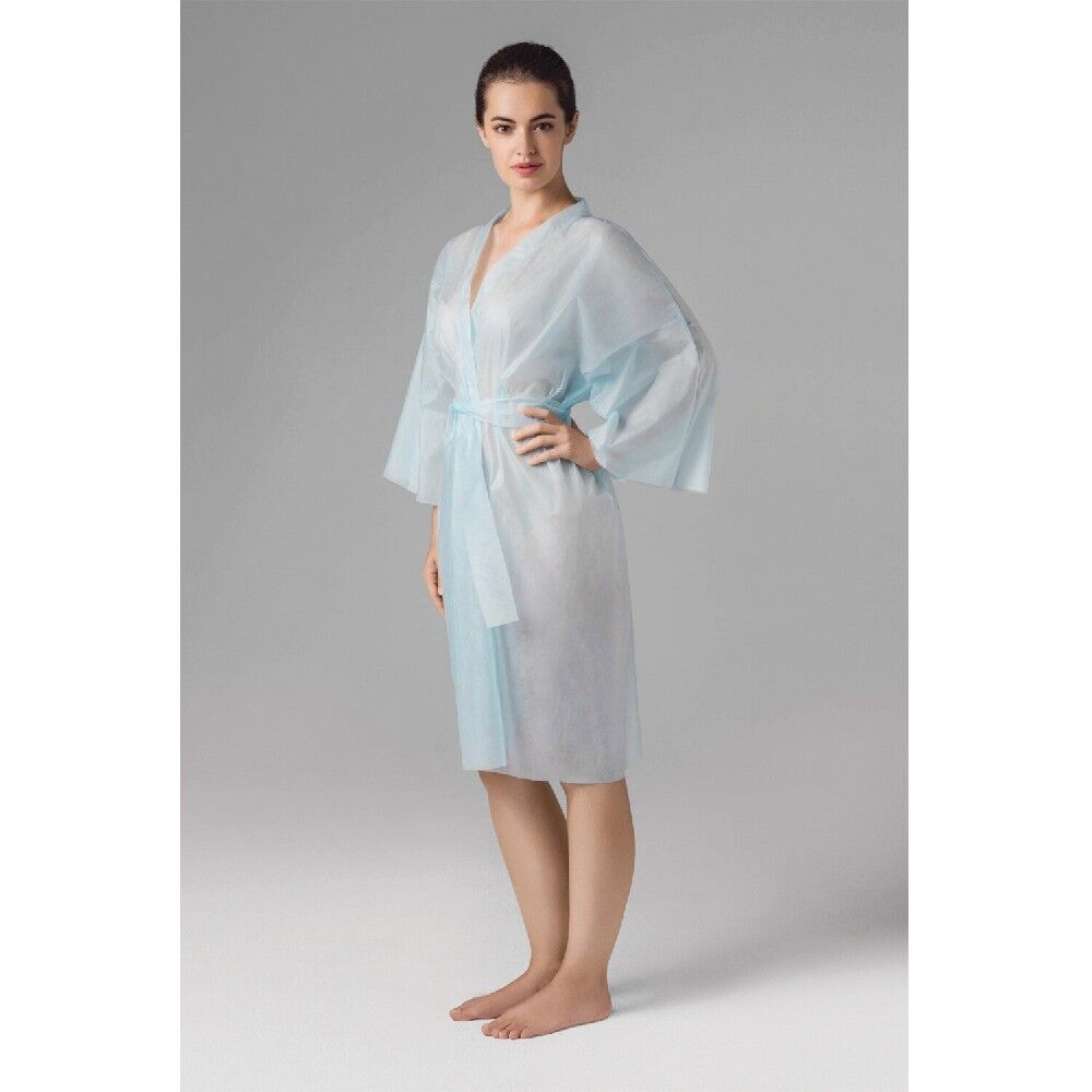 Халат-кимоно с рукавами нестерильный, голубой, чистовье комплект 5 шт СМС, 24 г/м2, 02-190