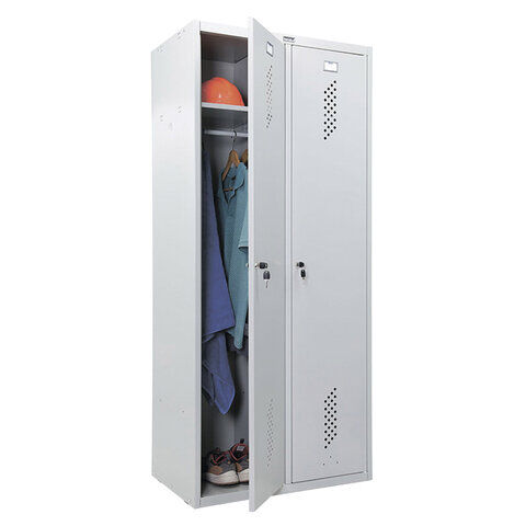 Шкаф металлический для одежды ПРАКТИК "LS-21-80", двухсекционный, 1830х813х500 мм, 35 кг 4