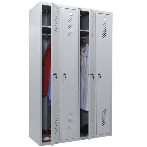 Шкаф металлический для одежды ПРАКТИК "LS-41", четырехсекционный, 1830х1130х500 мм, 55 кг, разборный, LS (LE) –41