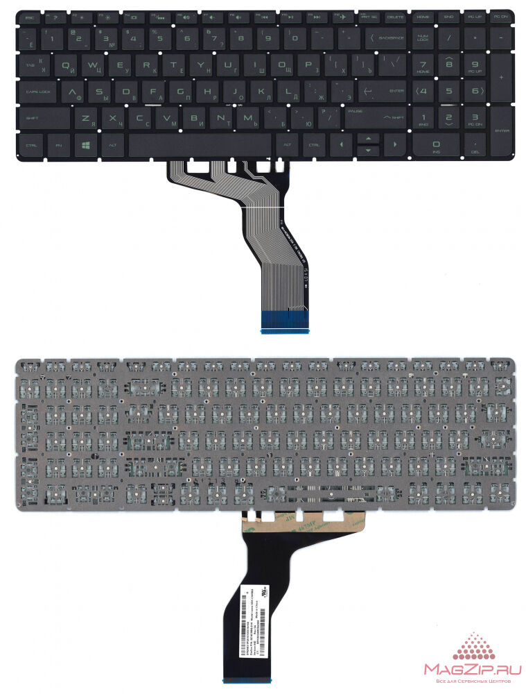 Клавиатура для ноутбука HP Pavilion 15-A 15-BS 15-BW 17-AK 17-BS 250 G6 черная с зеленой подсветкой