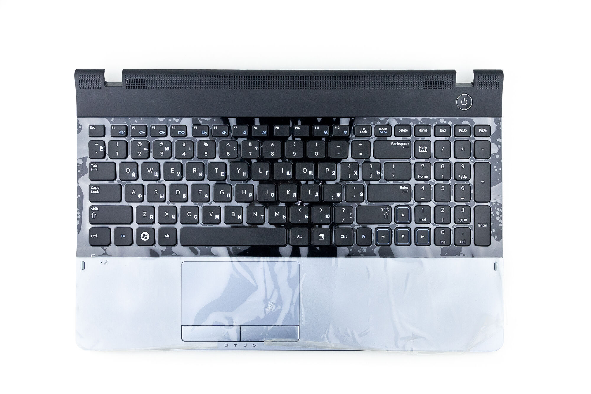 Клавиатура для ноутбука Samsung 300E5A TopCase черная голубая p/n: 9Z.N5QSN.30A